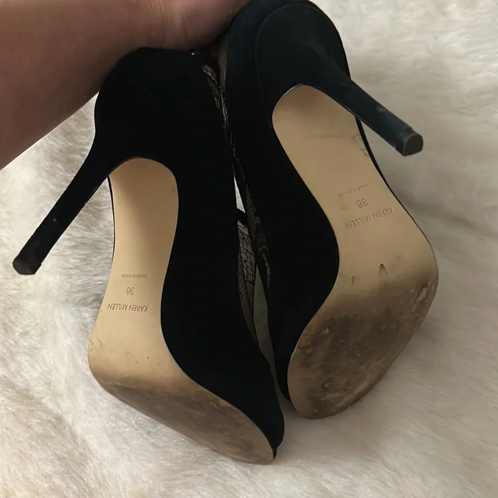 Karen Millen Size 36  lace / suede heeled booties - Picture 4 of 6